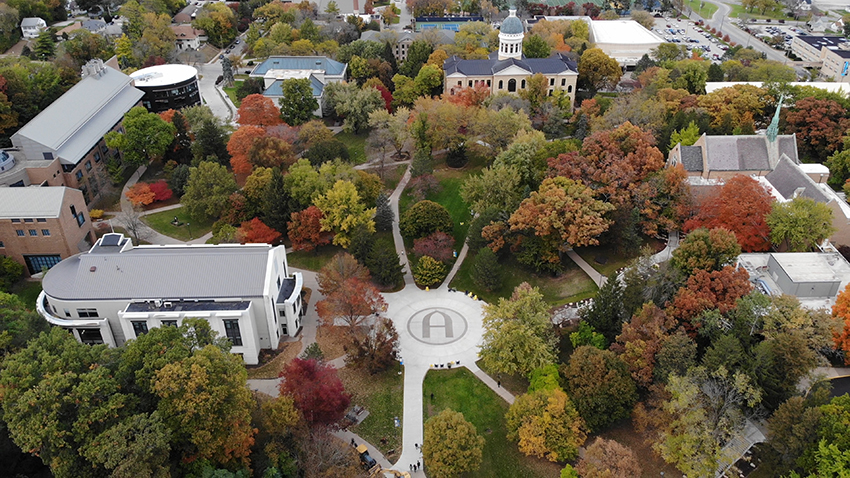 aerial photo of Augustana's campus
