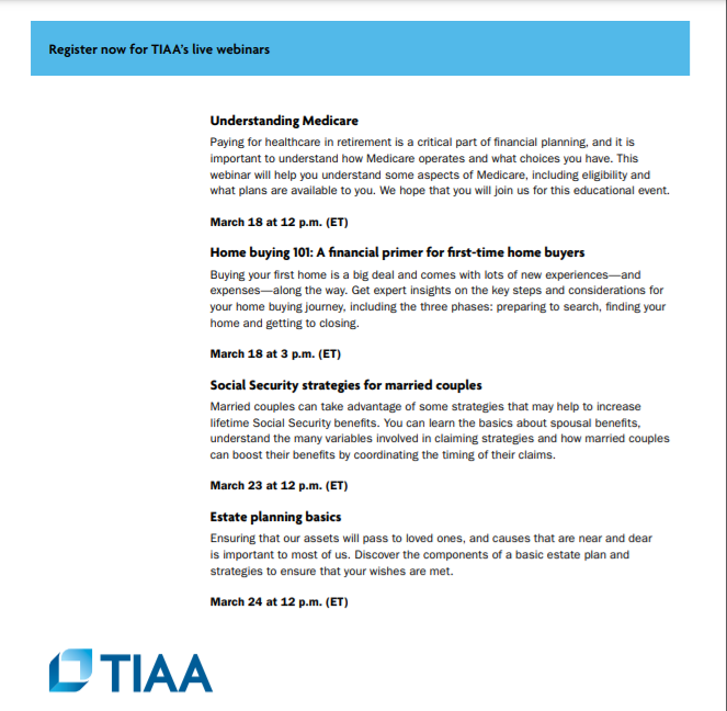 March TIAA Webinars p2