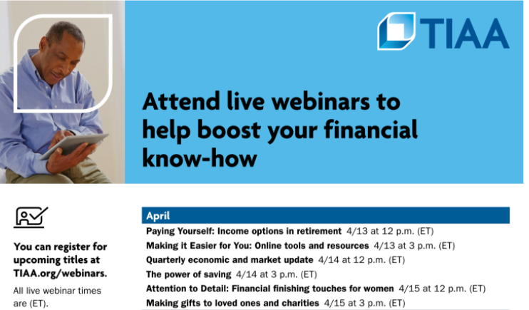 April TIAA Webinars