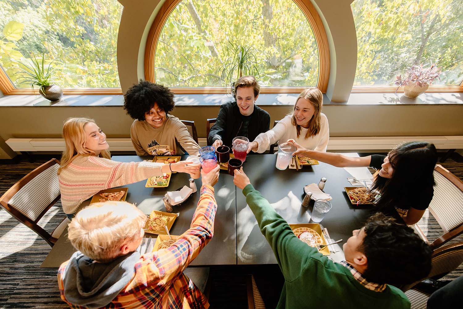 Students around a table in the Gerber Center dining hll