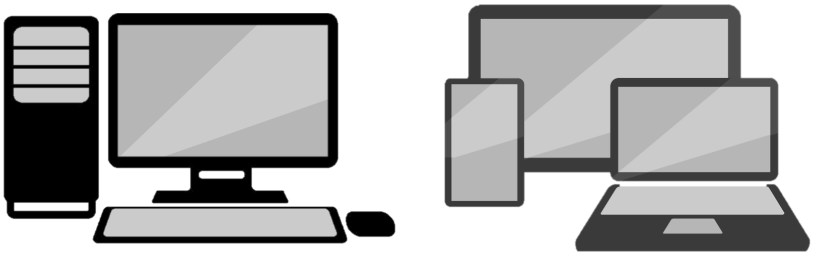 Image of a desktop, laptop, cell phone, and tablet.