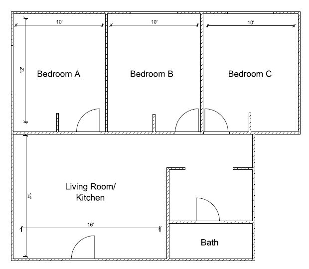 Three-bedroom units