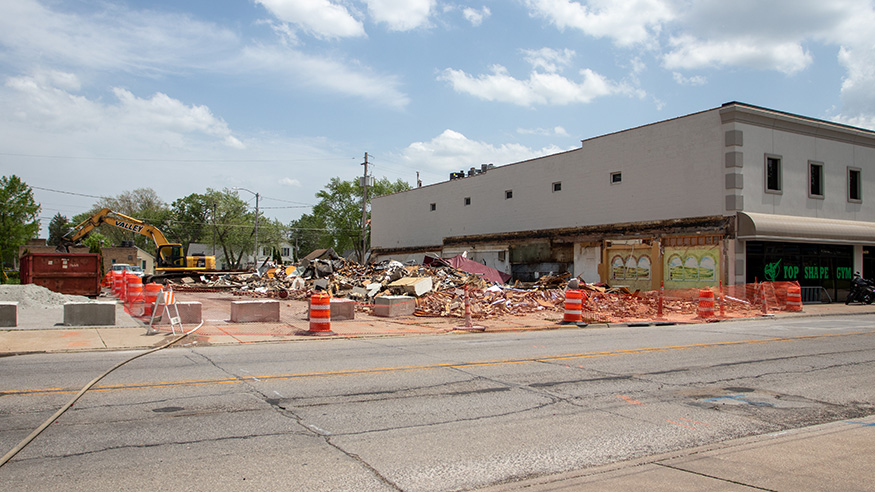 A demolished building in Rock Island