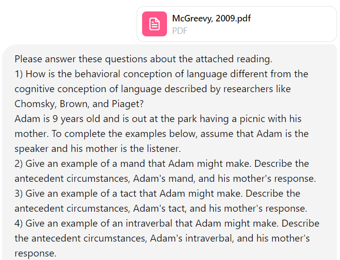 Screenshot of an exchange with ChatGPT