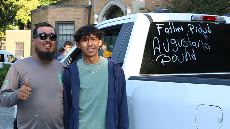 Dad and son moving in 