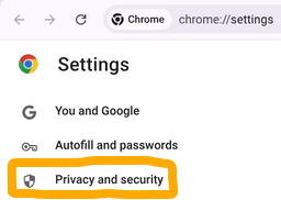 Step 3: Click on "Privacy and Security."
