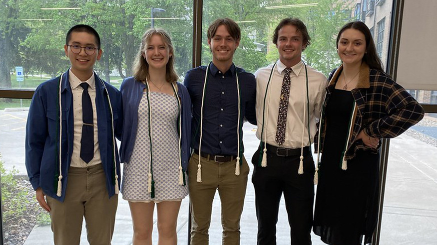 Five students recently inducted into Sigma Pi Sigma