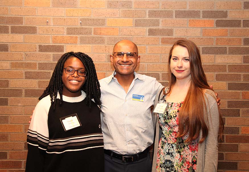 Giselle Carter '19, Mo Hussain '87, Emma Sandstrom '19