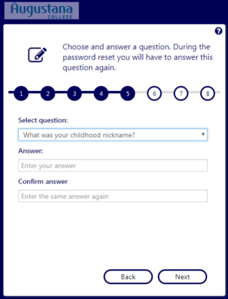 Step 6: Choose and answer 3 security questions