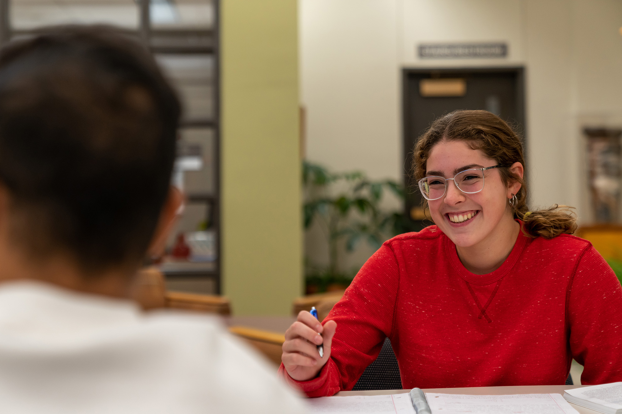 Student in library