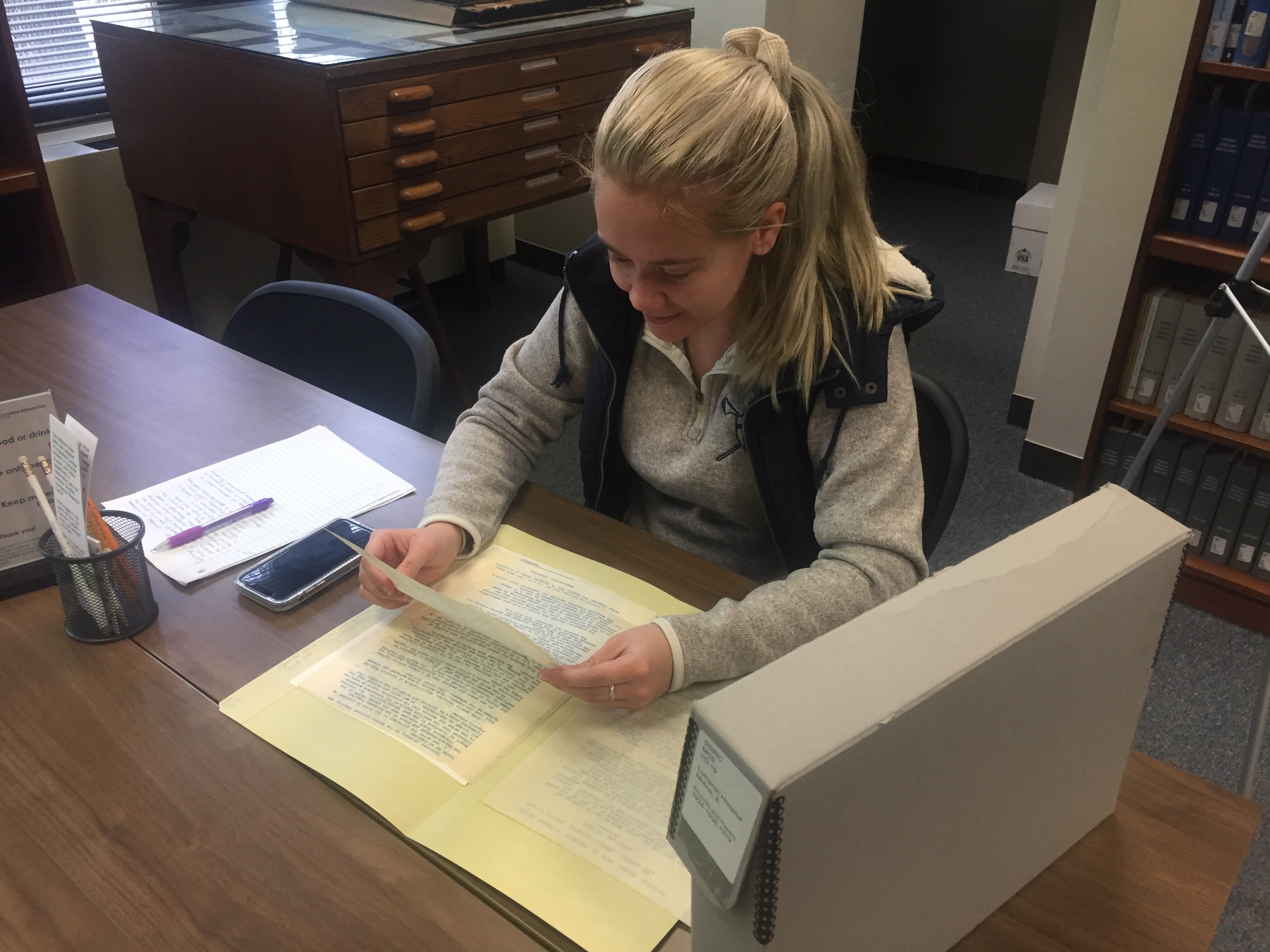 A student working in the Swenson Center 