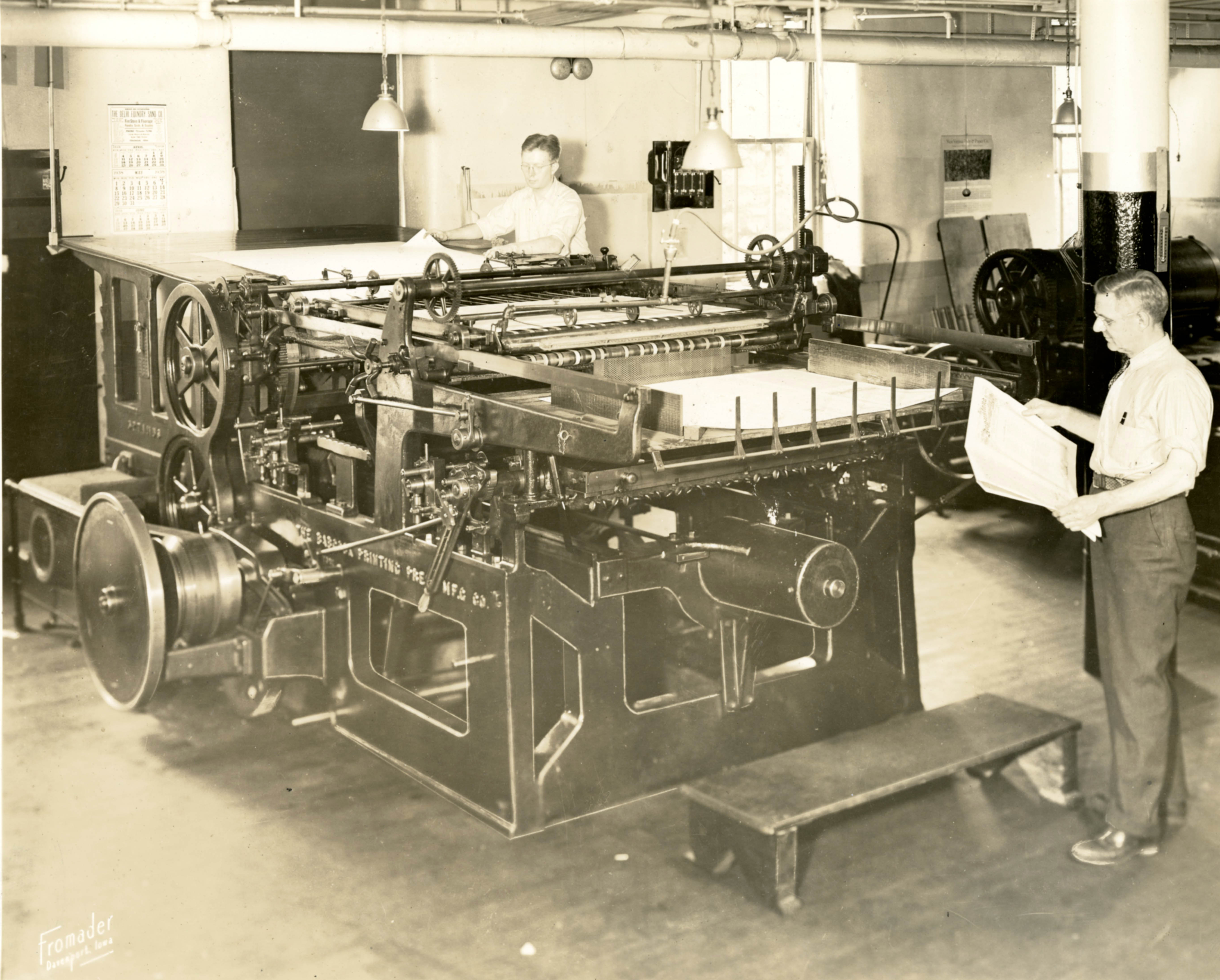 Printing Press at the Augustana Book Concern, late 1920s