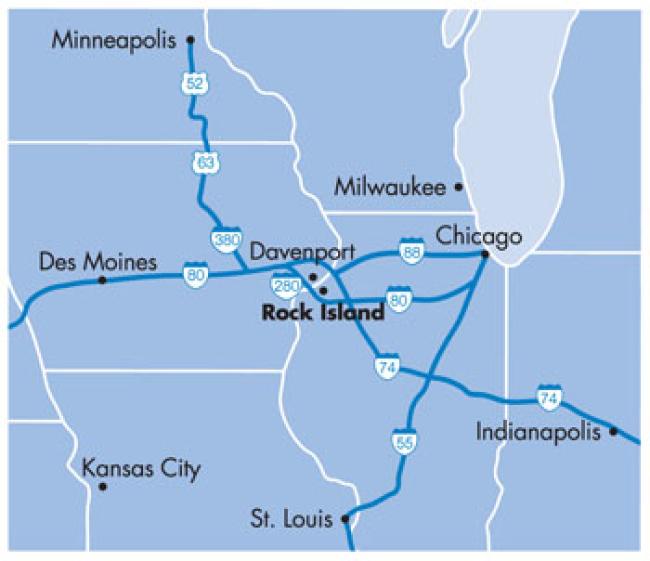 Map of the Quad Cities