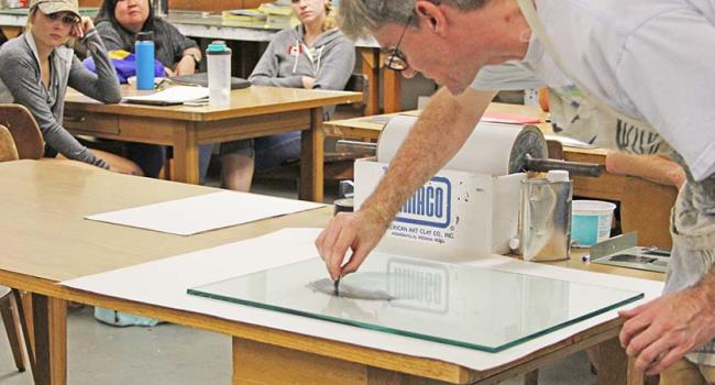 Kelvin Mason, glass plate for printmaking