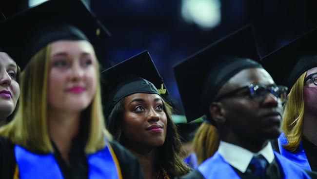 Students at graduation ceremony