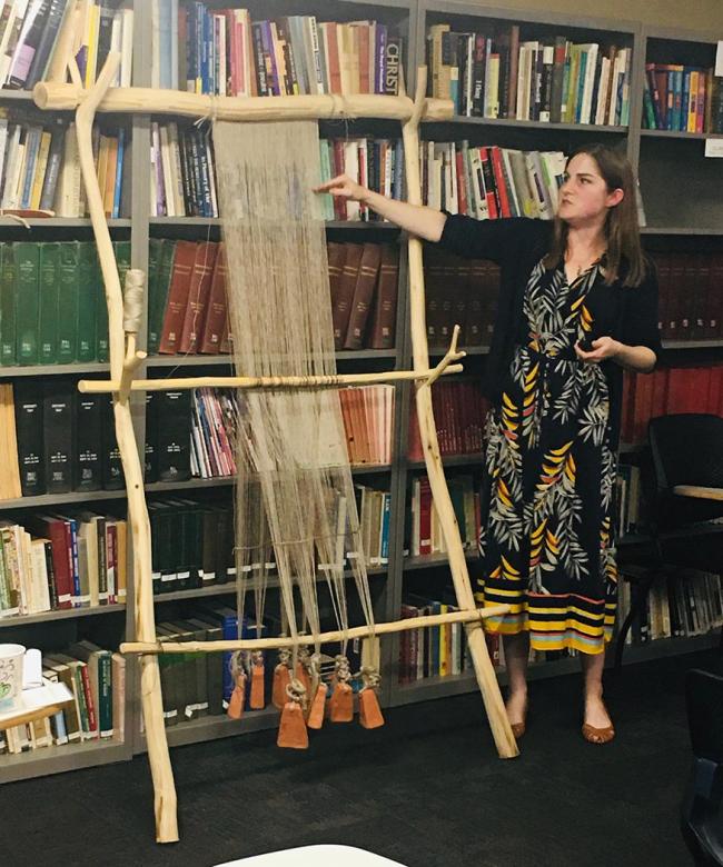Ancient weaving demonstration by Monmouth College's Adrienne Hagen.