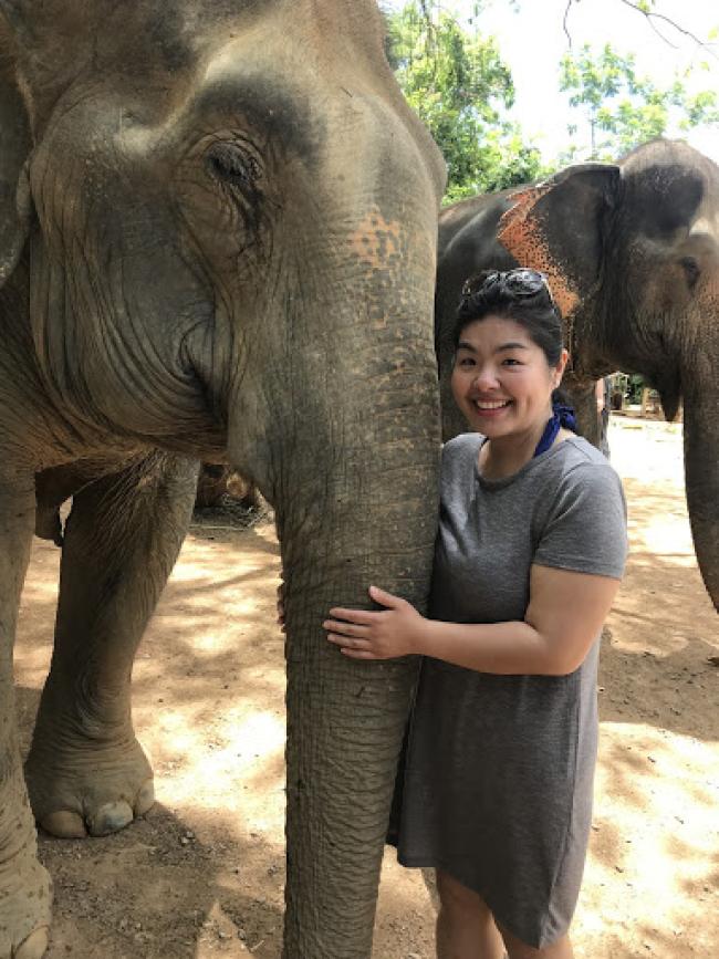 Xong Sony Yang with an elephant