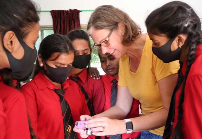 Dr. Carolyn Yaschur in Nepal with students