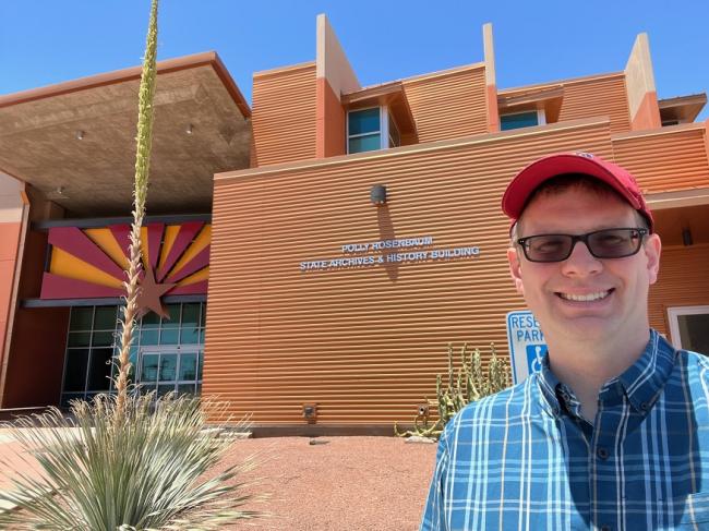 Dr. Brian Leech at the Arizona State Archives