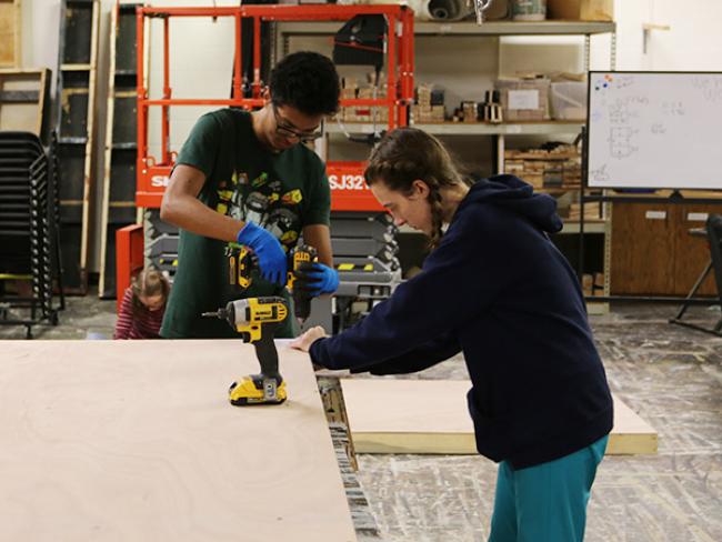 Students in Scene Shop