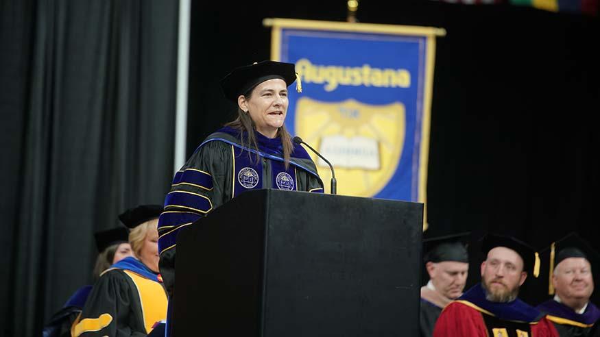 President Andrea Talentino at commencement