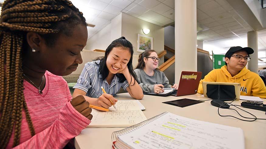 Students at Tredway Library.