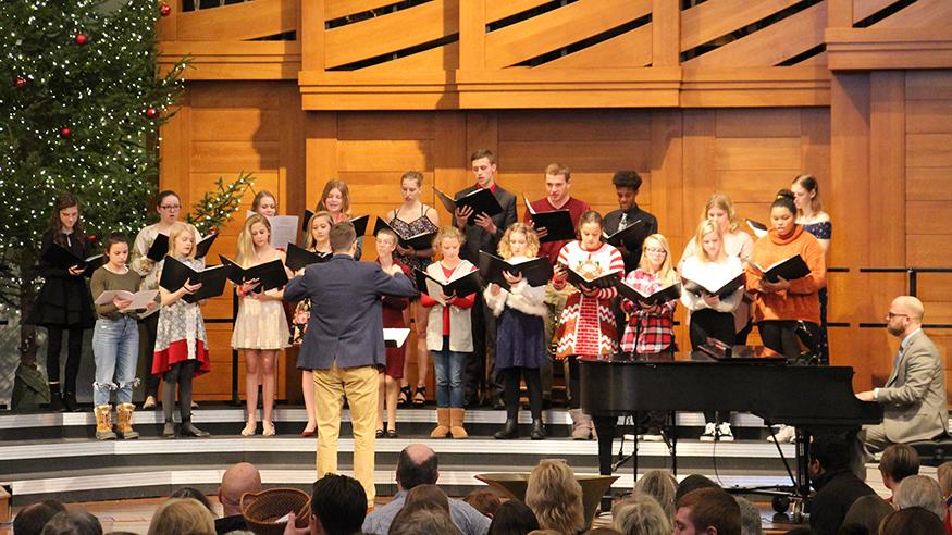 Conducting the youth choir at St. Paul Lutheran