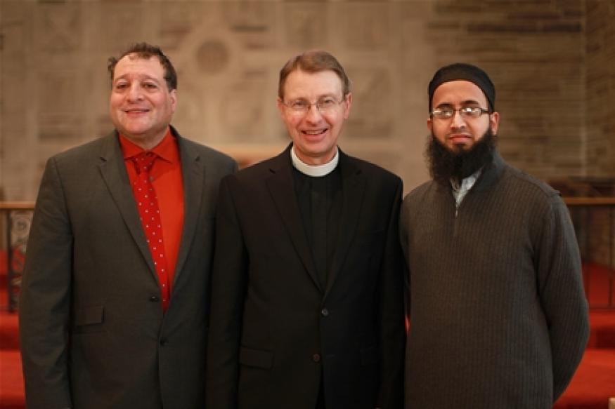 From left, Rabbi Jeffrey Lipschultz, Pastor Richard Priggie Imam Saad Baig