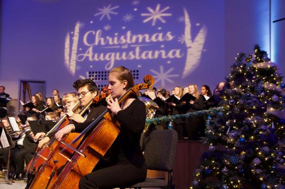 students playing instruments at Christmas at Augustana